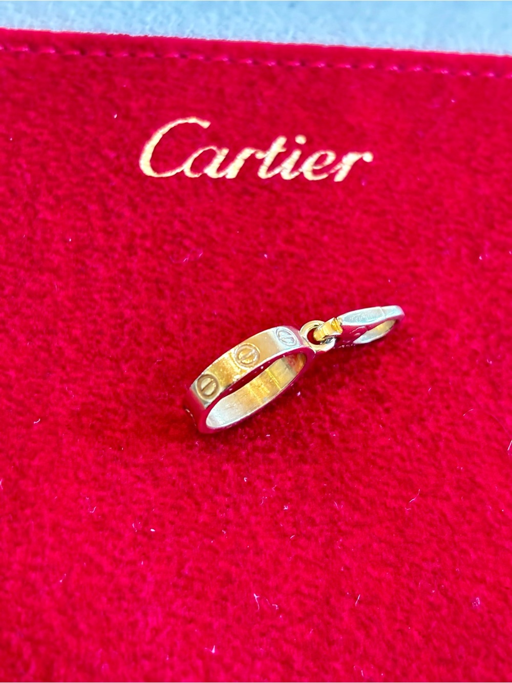 Cartier Charm 18k Yellow Gold Love Ring Charm for Pendant or Bracelet Authentic